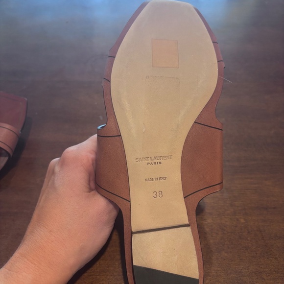Saint Laurent Leather Slide Sandals, 38 EU, Excellent condition